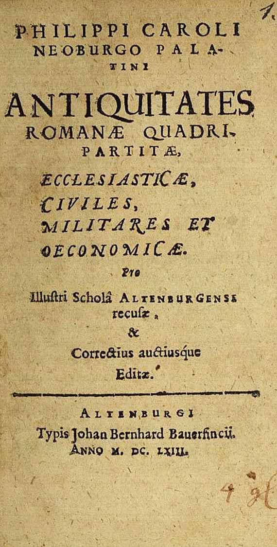 Caspar Sagittarius - Antiquitates Romanae. 1663 - 2 Werke angeb. (78)