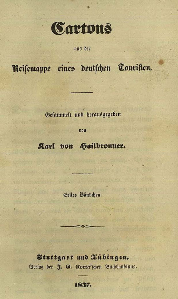 Karl von Hailbronner - Cartons, 3 Bde. 1837