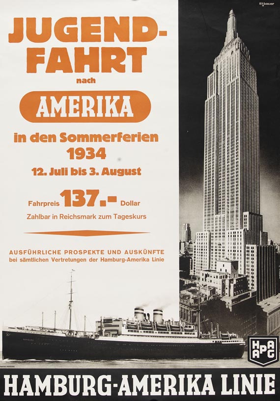  Plakate - Jugendfahrt nach Amerika in den Sommerferien.