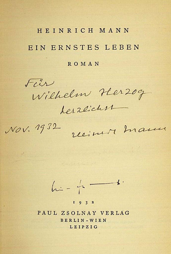 Heinrich Mann - Ernstes Leben, 1932. [M37]