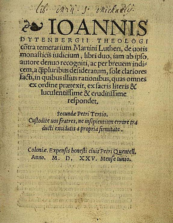 Joannis Dytenberg - Theologi, 1525.