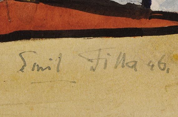 Emil Filla - Figürliche Komposition (Fensterputzende auf der Leiter) - 