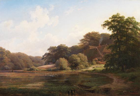 Johann Georg Haeselich - Bauernhof am See