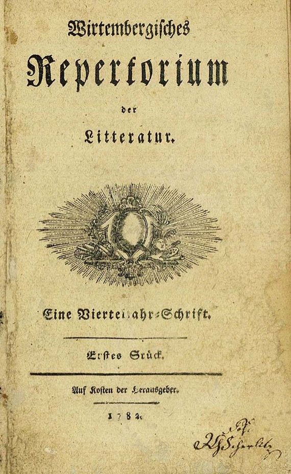 Friedrich von Schiller - Wirtembergisches Repertorium, 1782