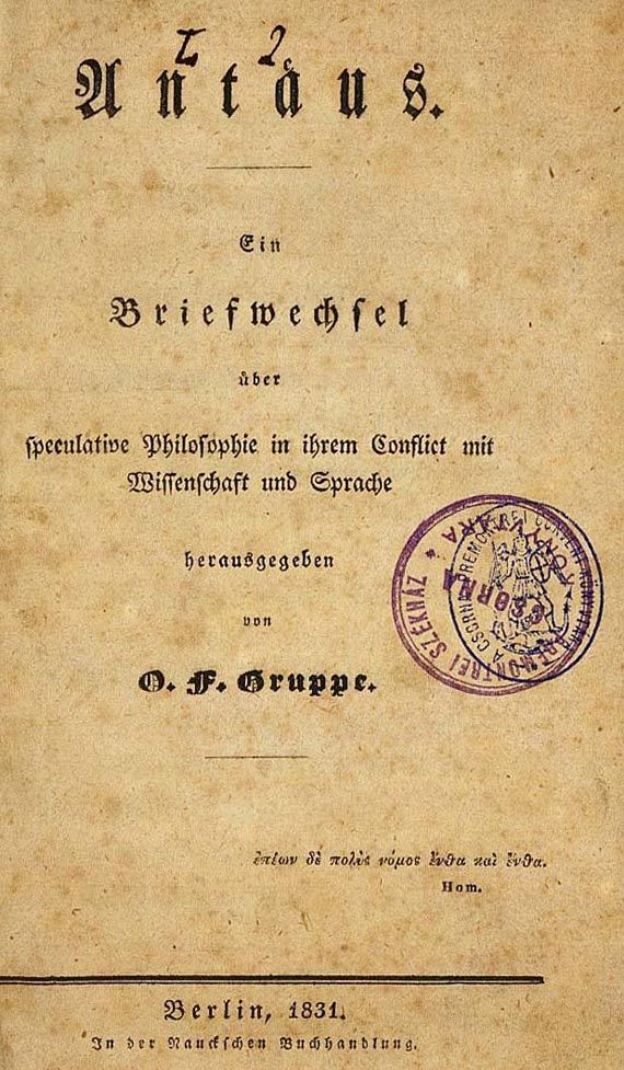 Otto Friedrich Gruppe - Antäus. Ein Briefwechsel, 1831. (34)