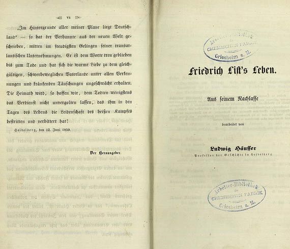 Friedrich List - Ges. Schriften. 3 Tle. in 1 Bd. 1850-51