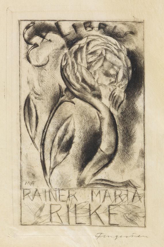 Michel Fingesten - Exlibris., Ex. auf Pergament, 1921.