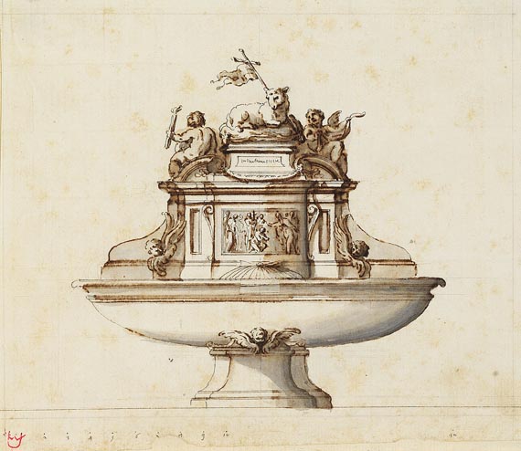 Filippo Juvara - Zugeschrieben - Entwurf für einen Brunnen