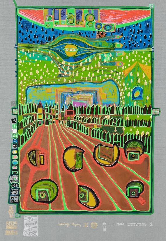 Friedensreich Hundertwasser - Look at it on a rainy day - 