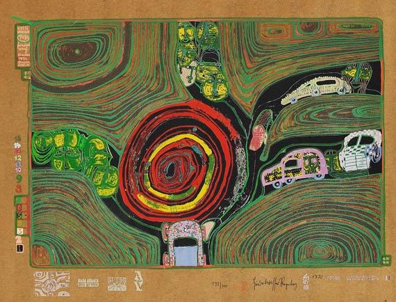 Friedensreich Hundertwasser - Look at it on a rainy day - 