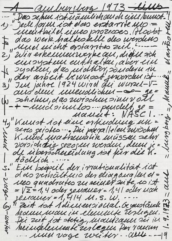 Hanne Darboven - 2 Blätter: 1+1=2, 2=1,2 - 