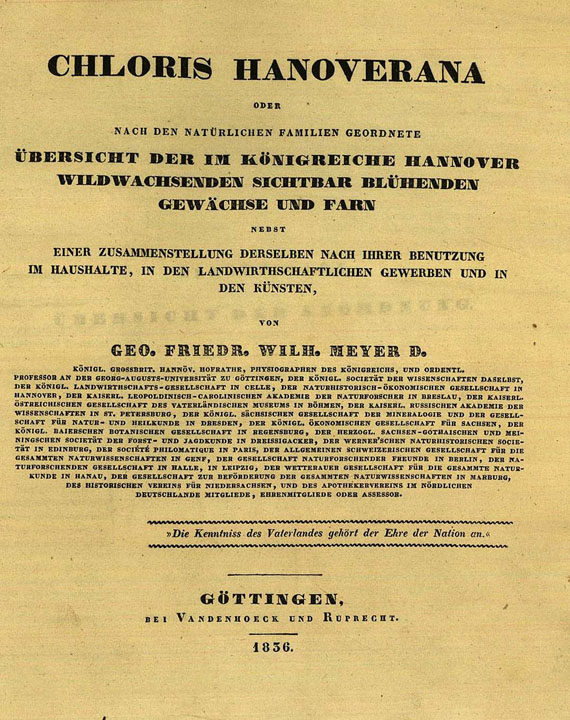 Georg Friedrich Wilhelm Meyer - Chloris Hanoverana. 1836