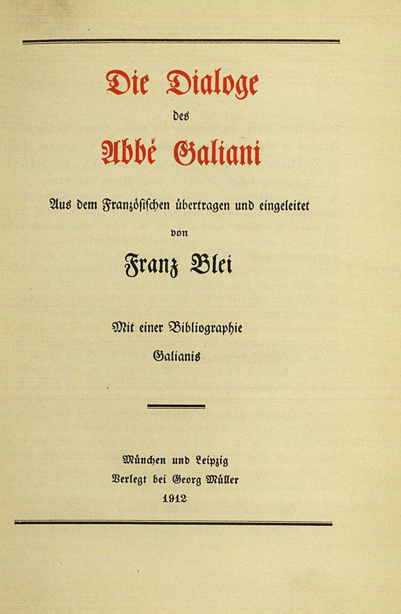 Franz Blei - Die Dialoge, 1912.