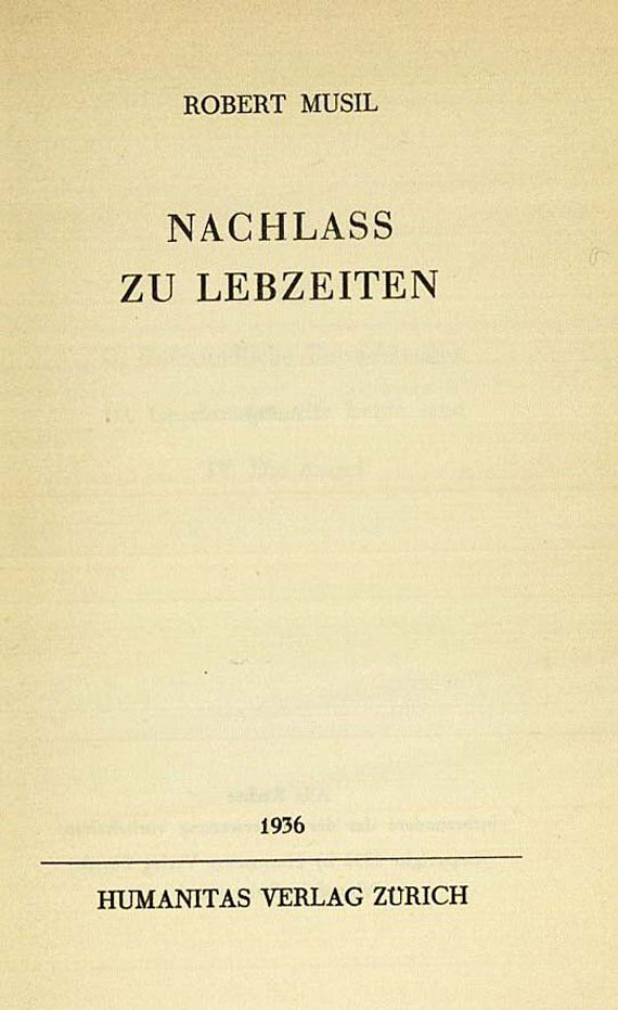 Robert Musil - Nachlass zu Lebzeiten, 1936.