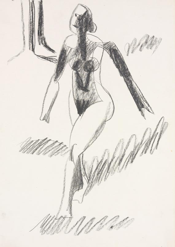 Ernst Ludwig Kirchner - Schreitender weiblicher Akt im Wald