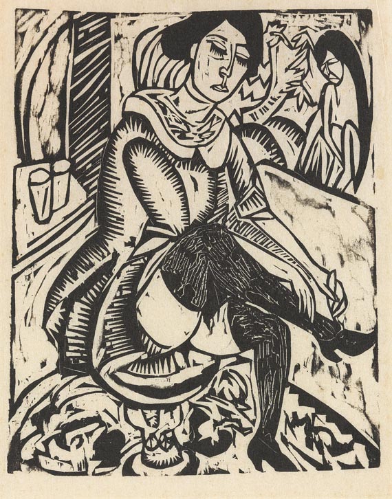 Ernst Ludwig Kirchner - Frau, Schuh zuknöpfend
