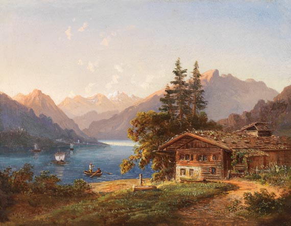 Pieter Francis Peters - Bauernhaus an einem Gebirgssee