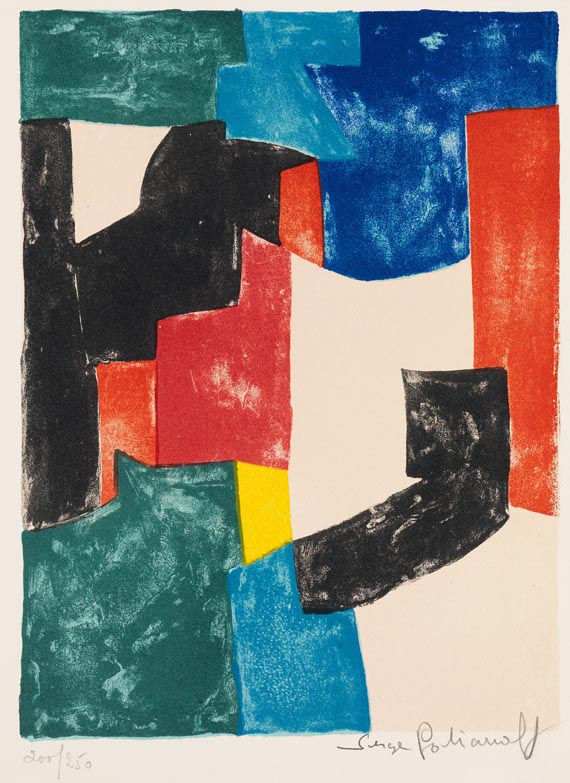 Serge Poliakoff - Composition noire, bleue et rouge