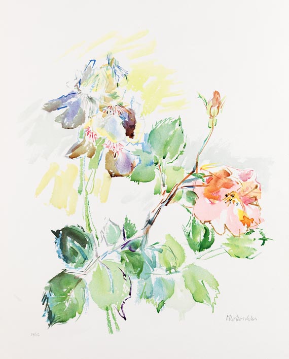 Oskar Kokoschka - Schwertlilien mit Rosen
