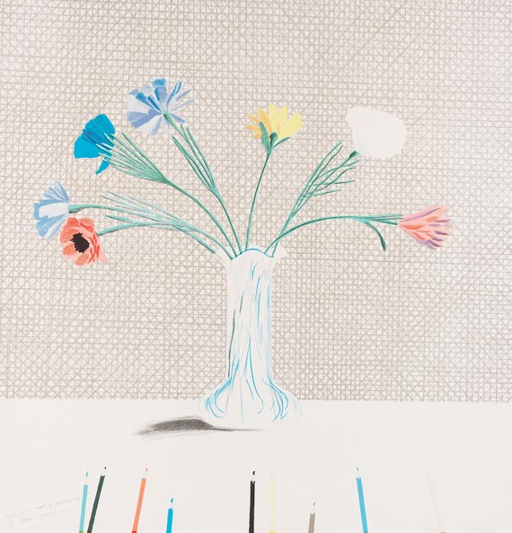 David Hockney - Coloured flowers made of paper and ink