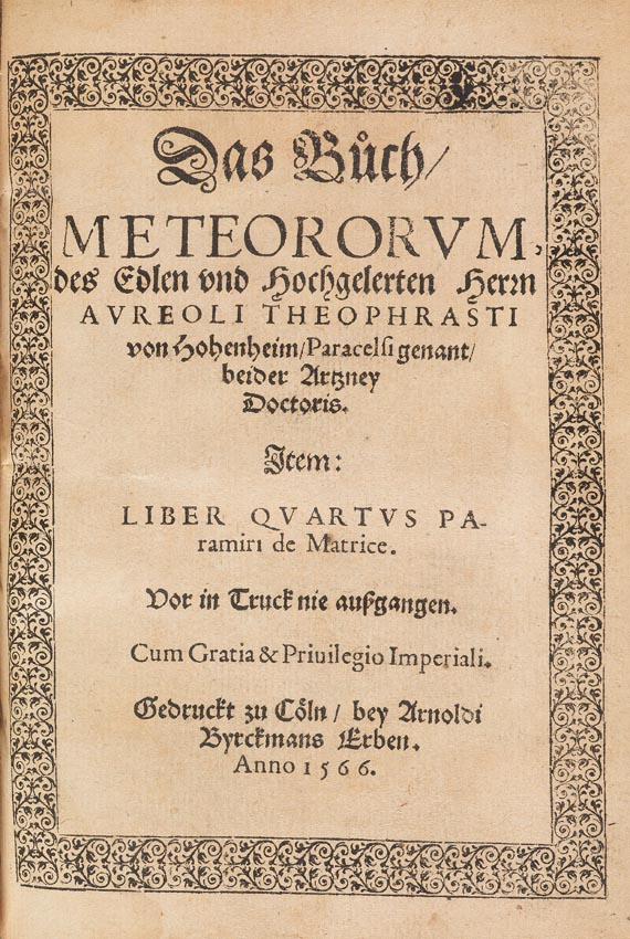 Philippus Theophrastus Paracelsus - 2 Schriften, vorgebunden: Apotheker Ordnung, 1566