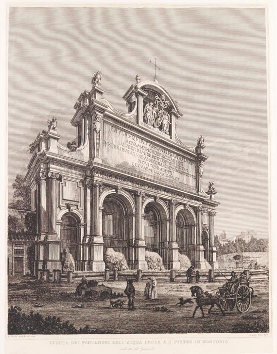  Italien - 18 Bll. Ansichten, u. a. aus Scenografia di Roma moderna. 1848-50. - 
