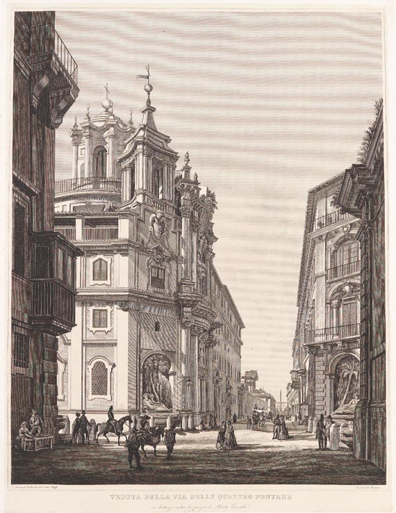 Italien - 18 Bll. Ansichten, u. a. aus Scenografia di Roma moderna. 1848-50.