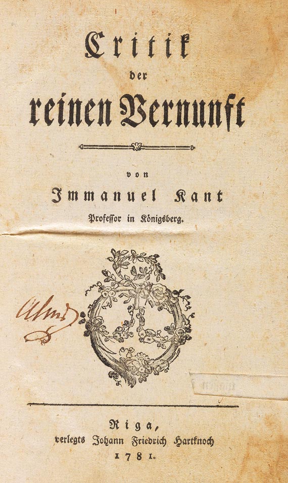 Immanuel Kant - Kritik der reinen Vernunft, 1781
