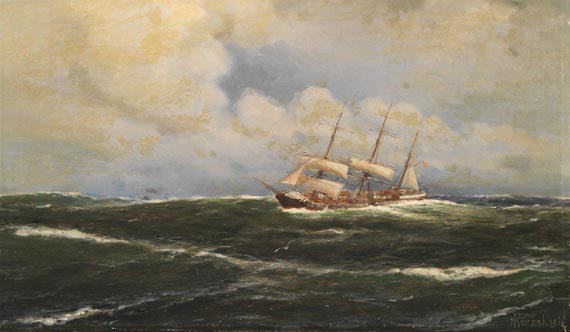 Franz Karl Herpel - Dreimastbark auf hoher See