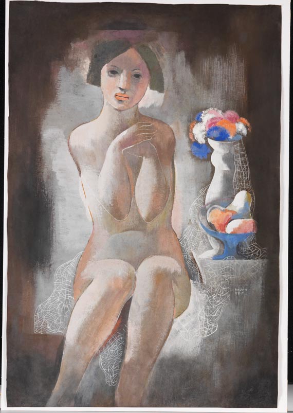 Béla Kádár - Frau mit Blumenstrauß - 