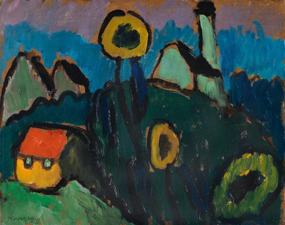 Gabriele Münter - Landschaft mit Sonnenblumen