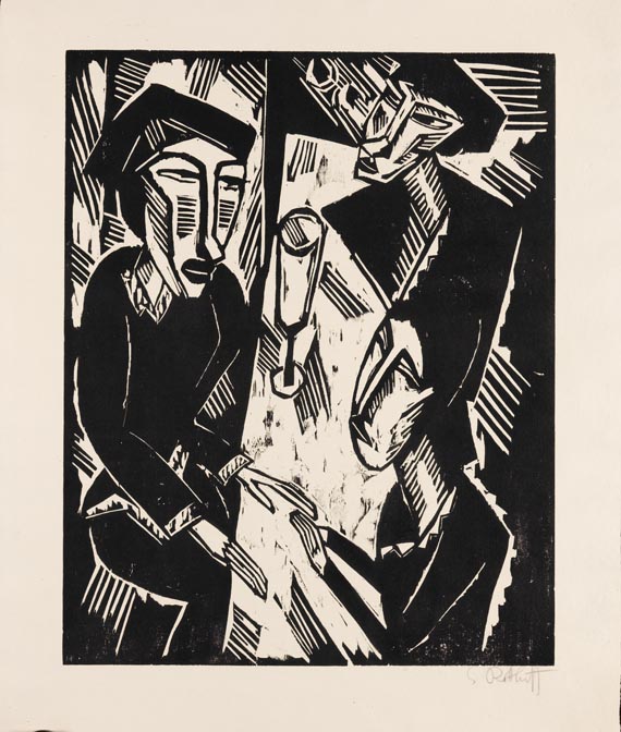 Karl Schmidt-Rottluff - Drei am Tisch - 