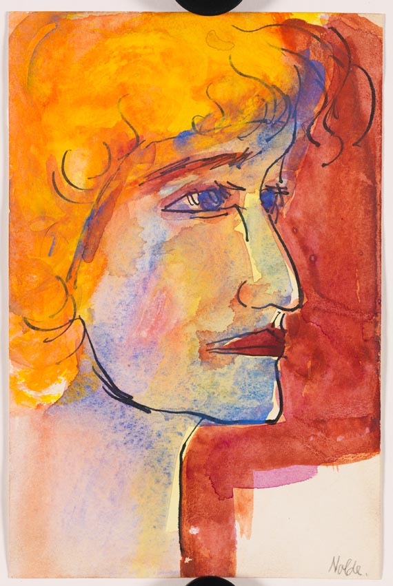 Emil Nolde - Frauenkopf im Halbprofil nach rechts - 