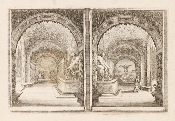 Stefano della Bella - 6 Blätter: Vues de la villa de Pratolino, près de Florence - 