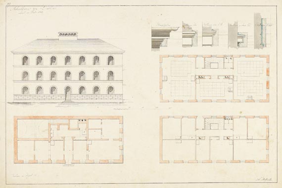  Süddeutschland - 10 Blätter: Konvolut Architekturzeichnungen von Johann Molfenter - 