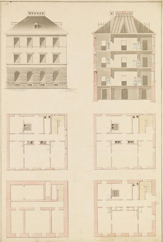  Süddeutschland - 10 Blätter: Konvolut Architekturzeichnungen von Johann Molfenter - 