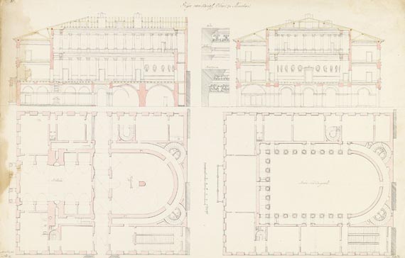  Süddeutschland - 10 Blätter: Konvolut Architekturzeichnungen von Johann Molfenter - 