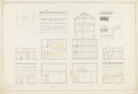  Süddeutschland - 10 Blätter: Konvolut Architekturzeichnungen von Johann Molfenter - 