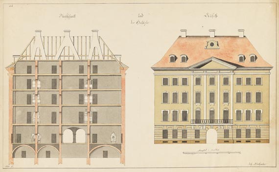  Süddeutschland - 10 Blätter: Konvolut Architekturzeichnungen von Johann Molfenter - 