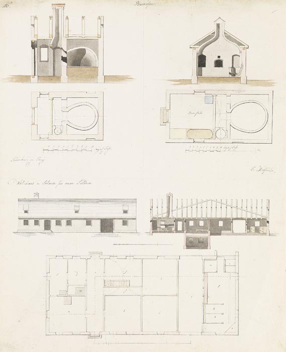  Süddeutschland - 10 Blätter: Konvolut Architekturzeichnungen von Johann Molfenter - 