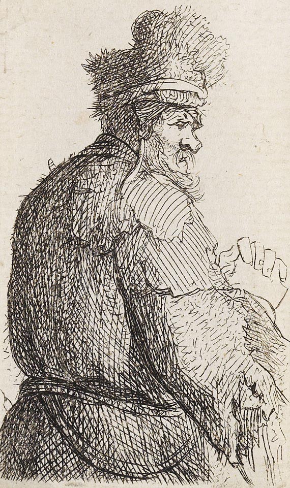 Harmensz. Rembrandt van Rijn - Vom Rücken gesehener Greis, Halbfigur