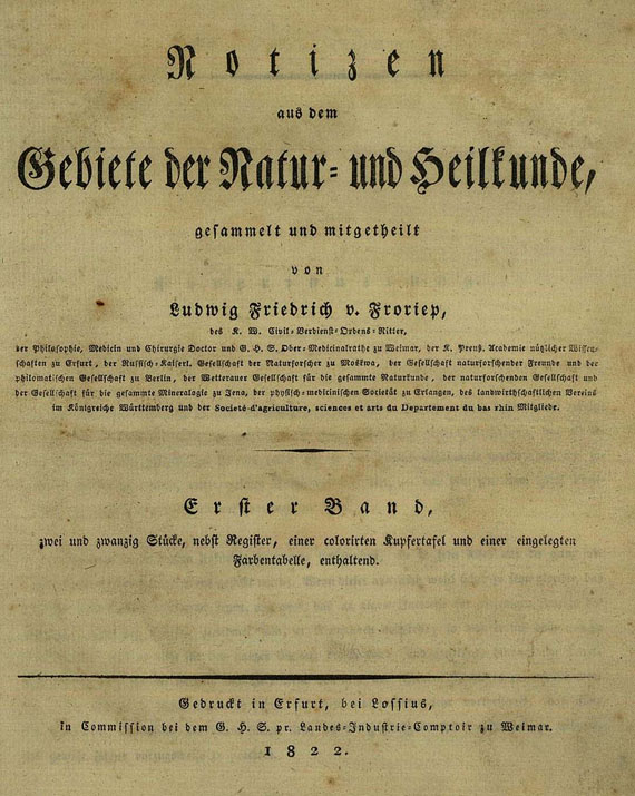 Notizen Natur- und Heilkunde - Notizen / Neue Notizen. 57 Bde. (1822-1846)