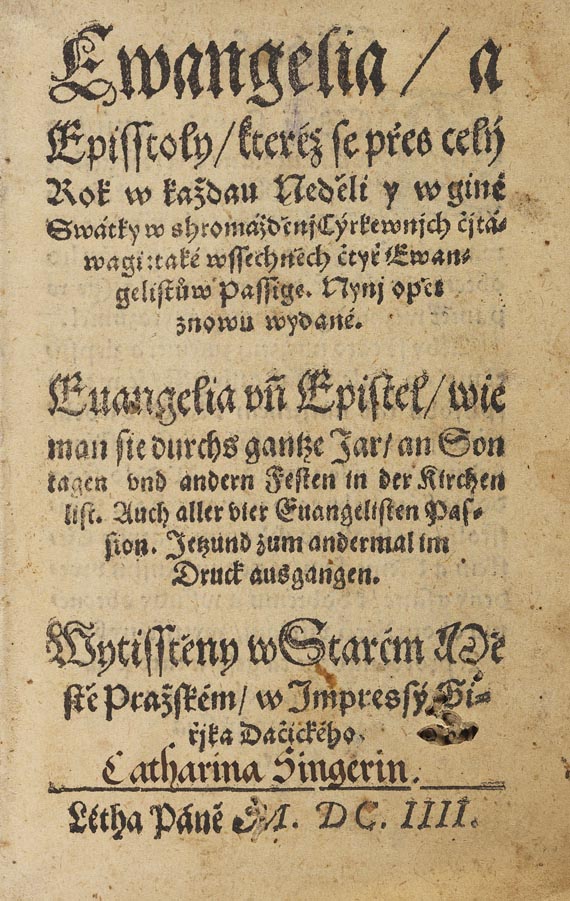   - Ewangelia a Episstoly - Evangelia unn Epistel. Tschech.-dt. Paralleltext. 1604.