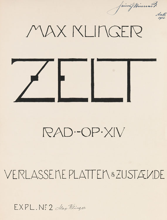 Max Klinger - Zelt. Radierungen Opus XIV: Verlassene Platten & Zustände - 