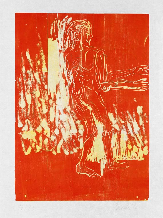 Georg Baselitz - 5 Blätter: Remix red - 