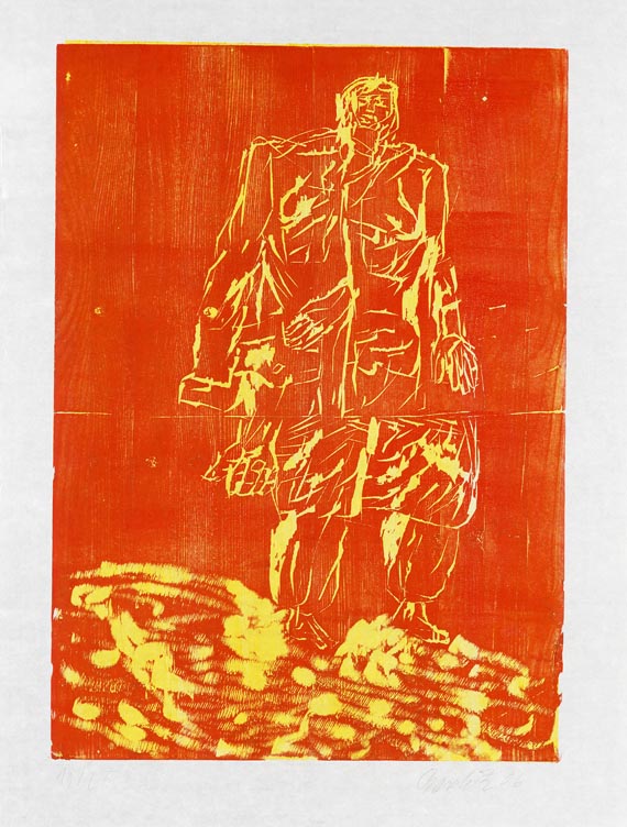 Georg Baselitz - 5 Blätter: Remix red - 