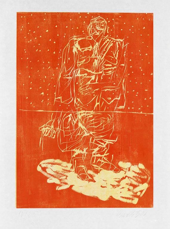 Georg Baselitz - 5 Blätter: Remix red - 