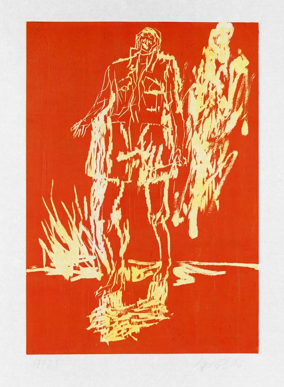 Georg Baselitz - 5 Blätter: Remix red - 