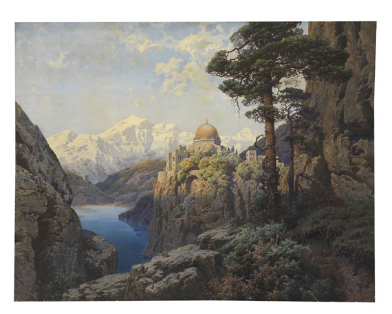 Ferdinand Knab - Tempel in südländischer Gebirgslandschaft