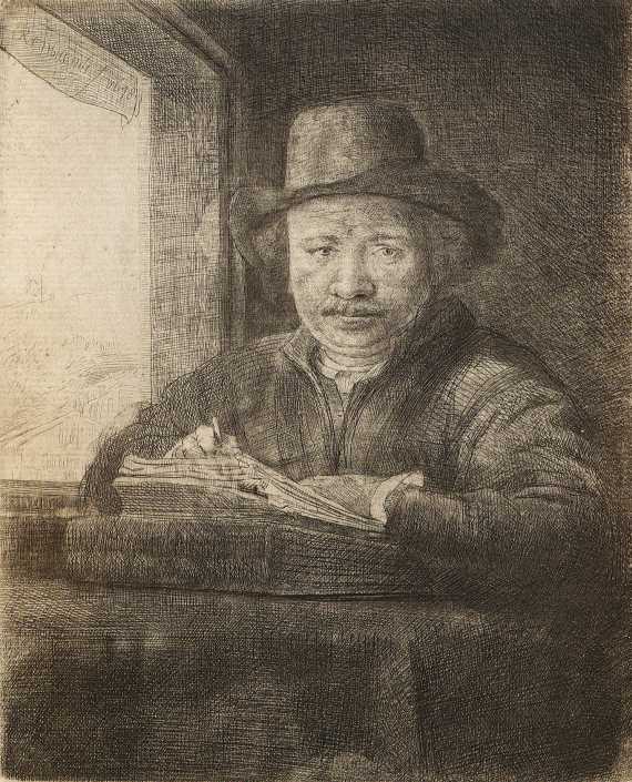 Harmensz. Rembrandt van Rijn - Selbstbildnis, zeichnend